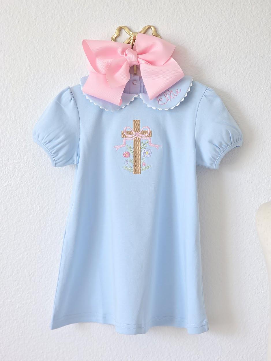Girls Easter Dress with Cross