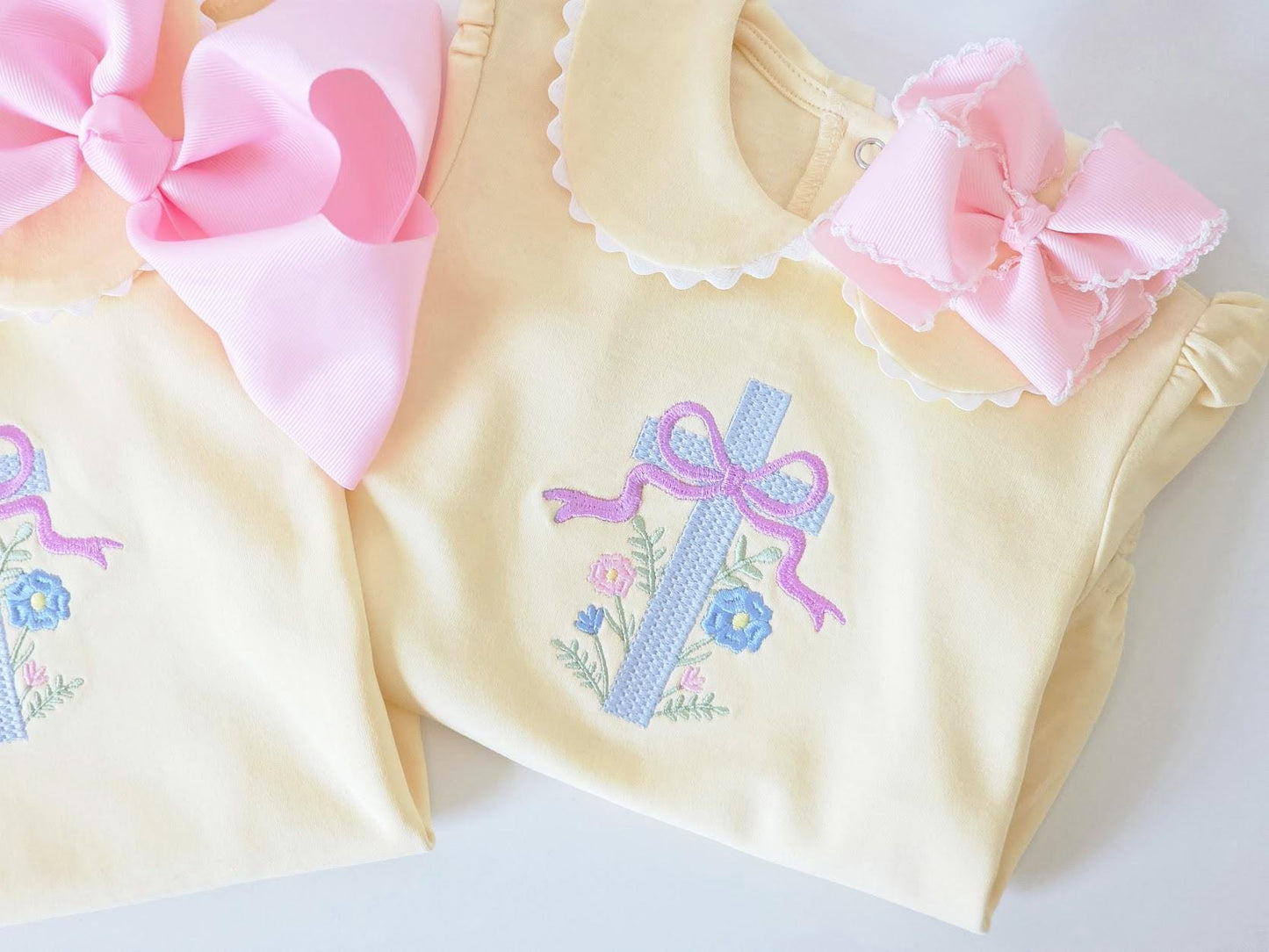 Girls Easter Dress with Colorful Cross