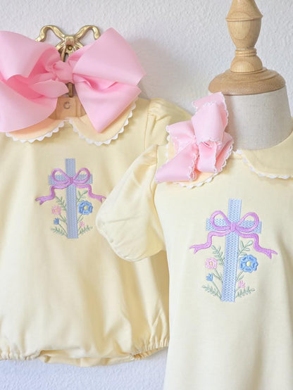 Girls Easter Dress with Colorful Cross