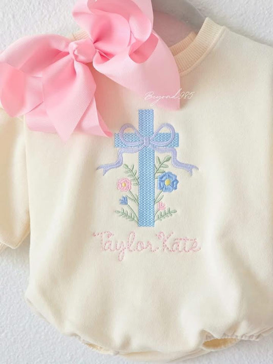 Baby Girl Easter Sweatshirt Rompers