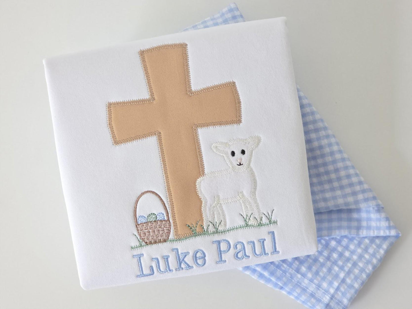 Boys Easter Shirt Lamb & Cross