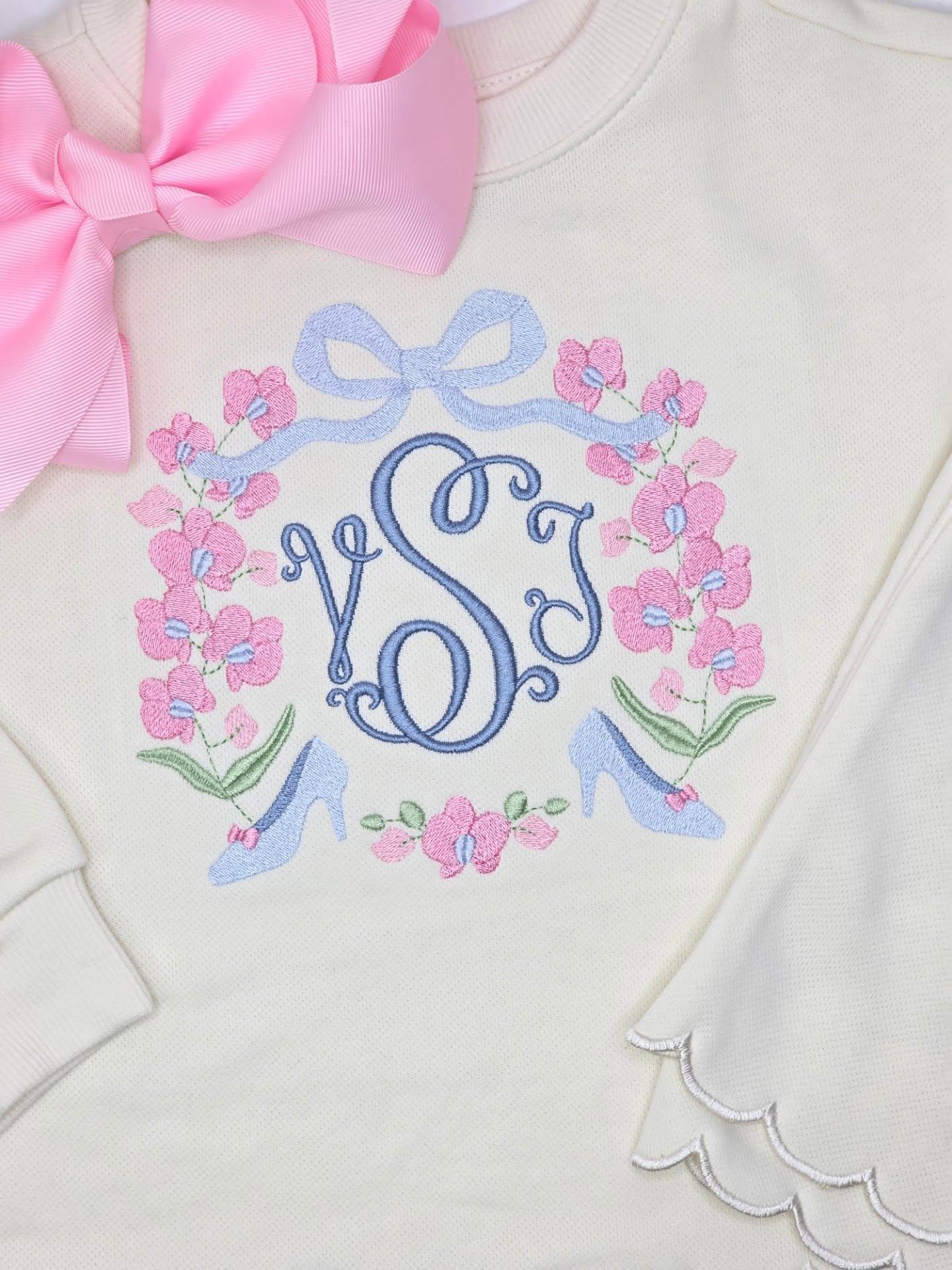 Princess Crest Monogrammed Cream Sweatshirt
