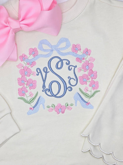 Princess Crest Monogrammed Cream Sweatshirt