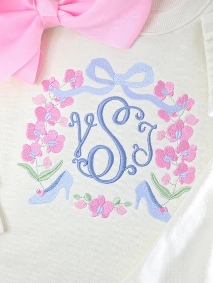 Princess Crest Monogrammed Cream Sweatshirt