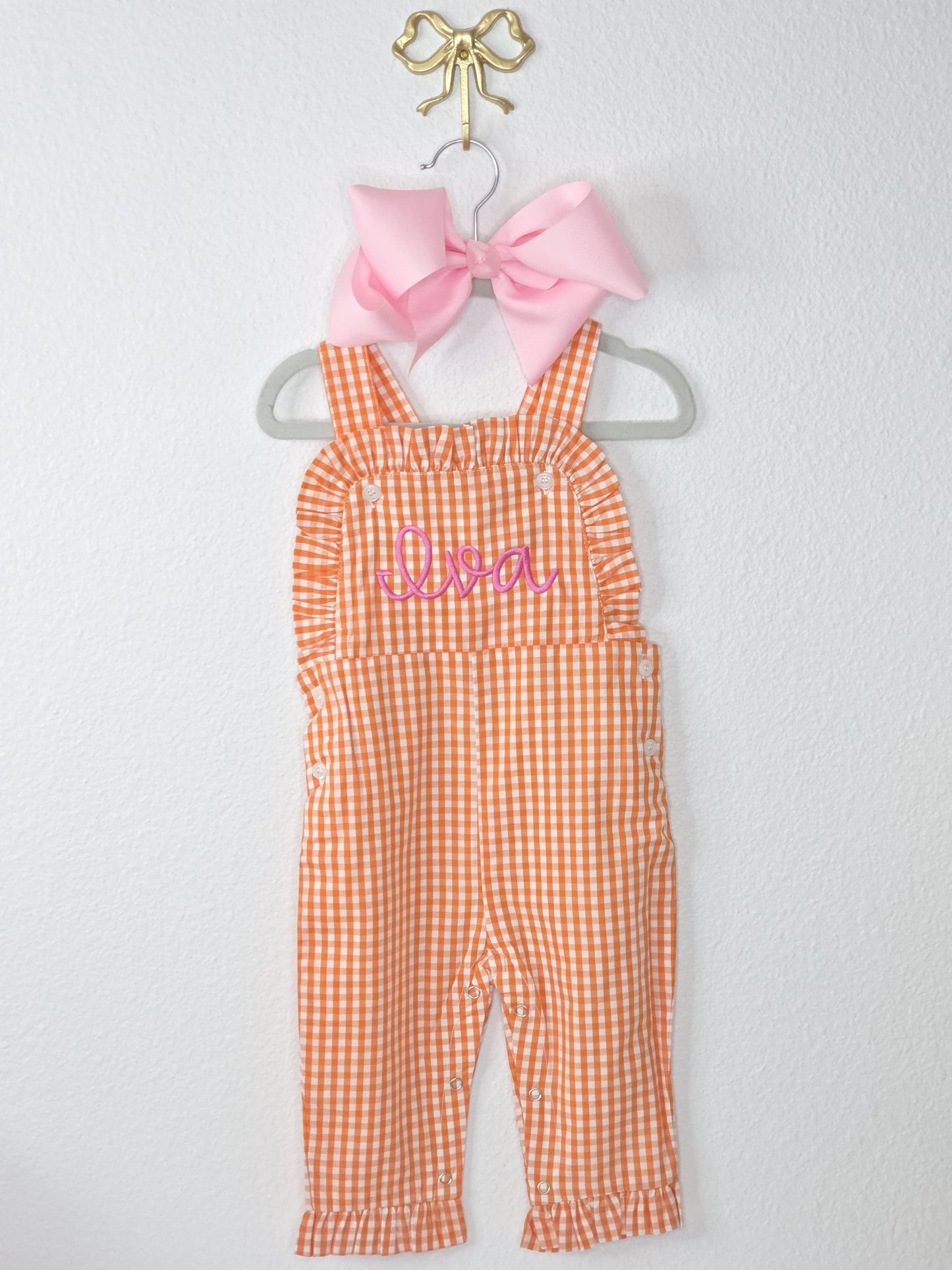 Girls Gingham Ruffle Longall