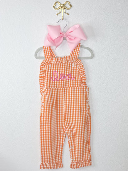 Girls Gingham Ruffle Longall