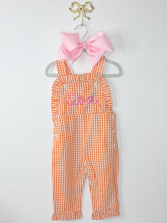 Girls Gingham Ruffle Longall