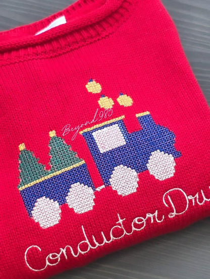 Cross Stitch Christmas Train Rollneck