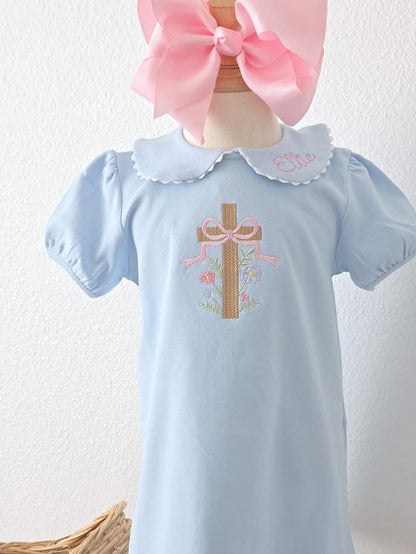 Girls Easter Dress with Cross