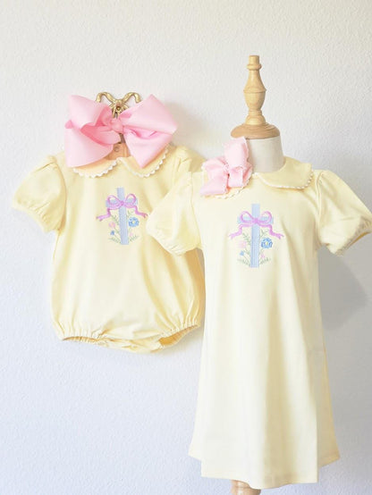 Girls Easter Dress with Colorful Cross