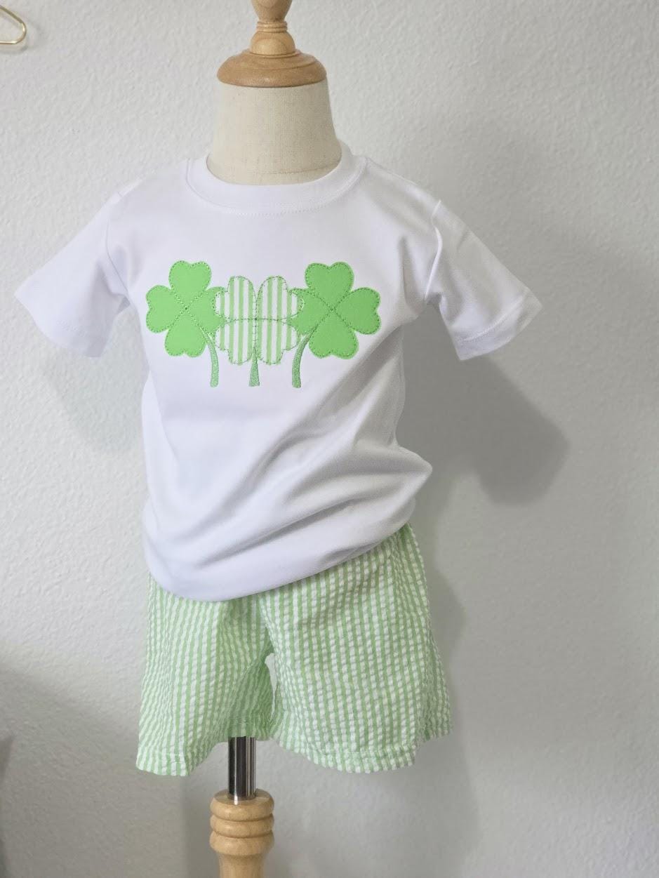 Shamrock Shirt & Seersucker Shorts Outfit