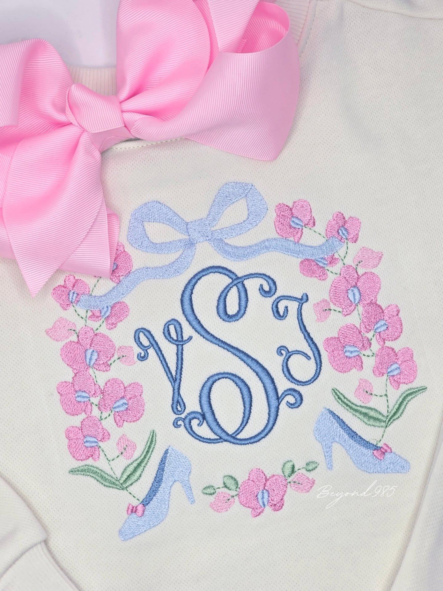 Princess Crest Monogrammed Cream Sweatshirt