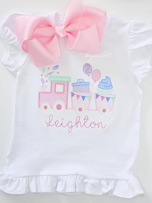 Birthday Girl Train Monogrammed Shirt
