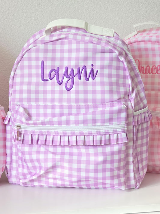 Purple Gingham Backpacks  with Ruffles