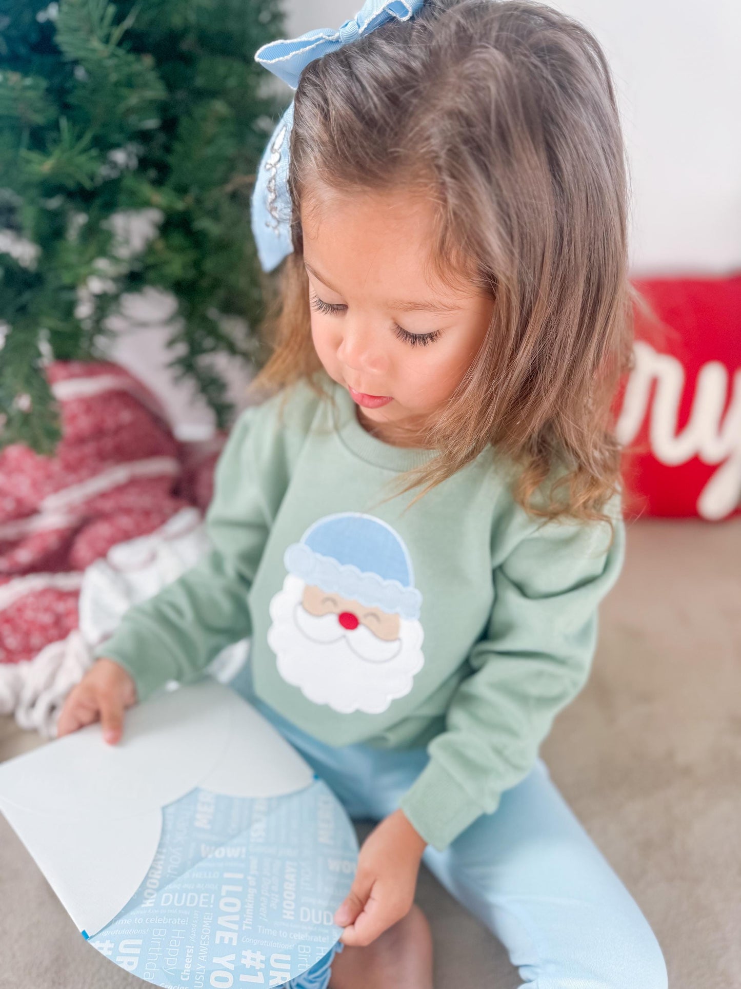 Sage Green Santa Sweatshirt