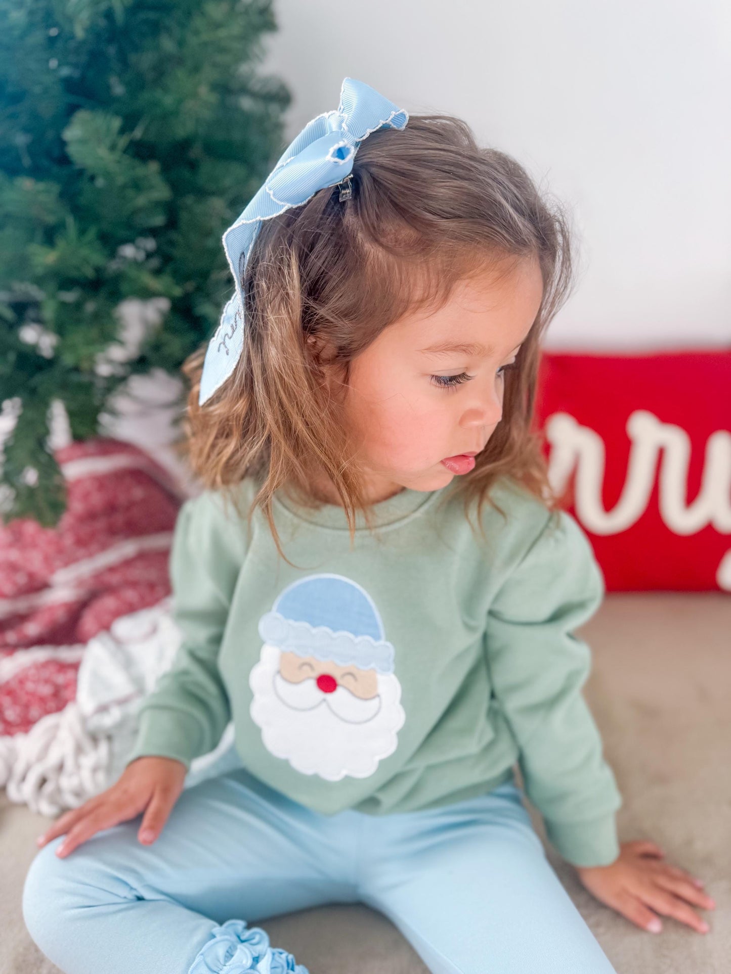 Sage Green Santa Sweatshirt