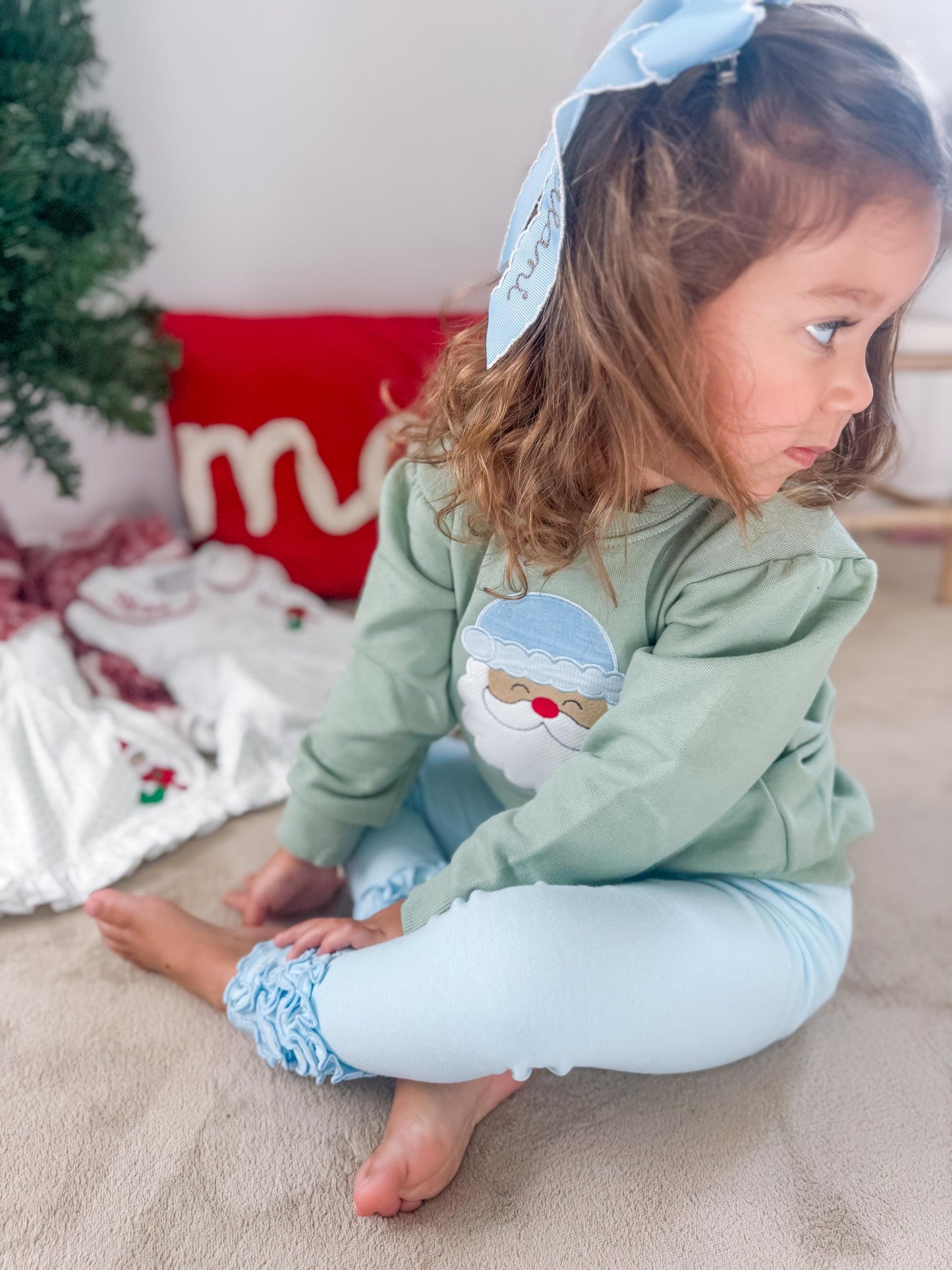 Sage Green Santa Sweatshirt