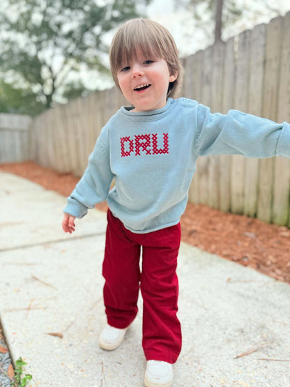 Roll Neck Sweater with Heirloom Cross Stitched Name