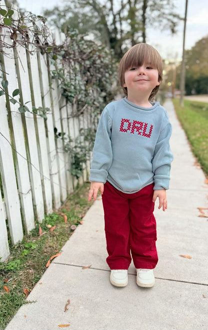 Roll Neck Sweater with Heirloom Cross Stitched Name