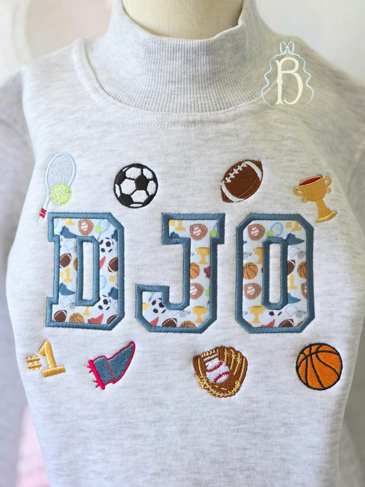Vintage Sports Personalized Mock Neck Sweatshirt